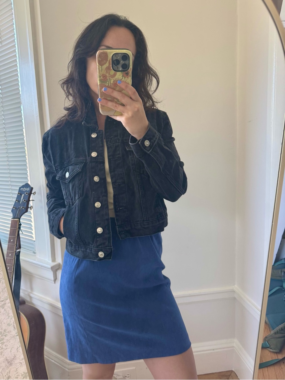 Boxy Black Wash Denim Jean Jacket Relaxed Fit